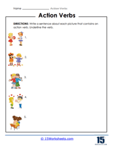 Action Verbs Worksheets