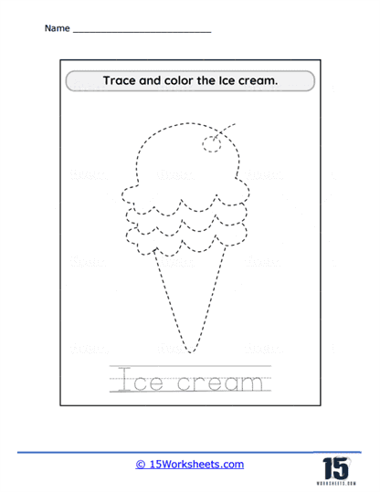 Tracing Ice Cream Worksheet