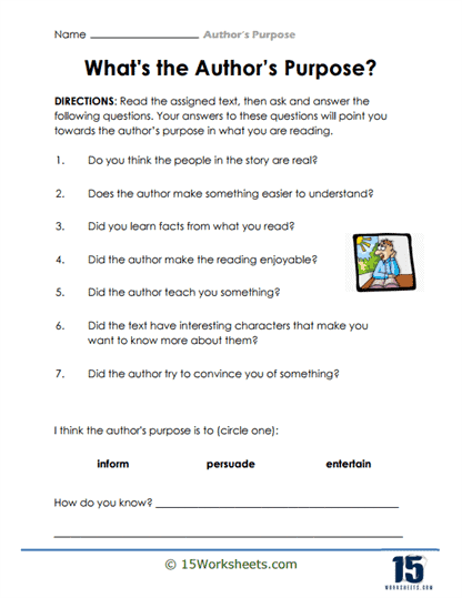 Author's Purpose Worksheets - Appletastic Learning