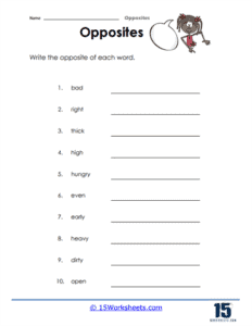 Opposites Worksheets - 15 Worksheets.com