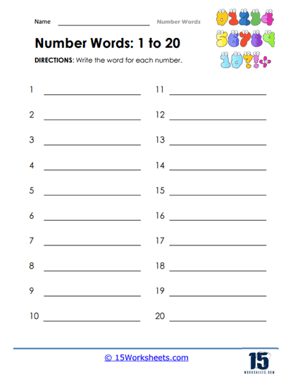 Name Each Number Worksheet