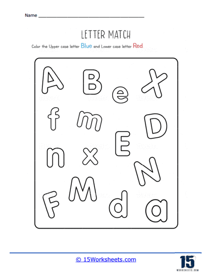 Blue and Red Letters Worksheet