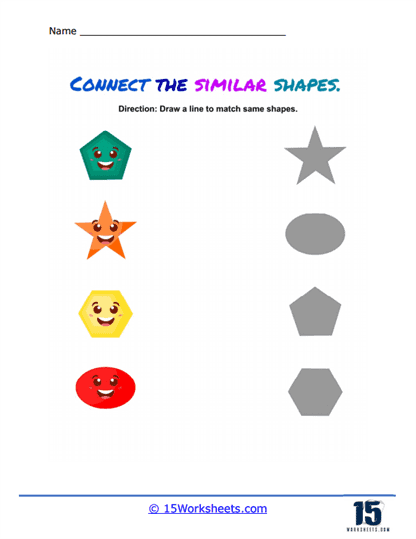 Silhouettes of Shapes Worksheet