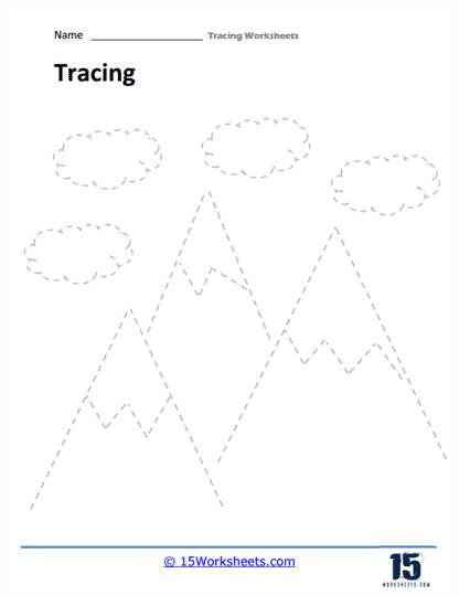 Tracing Mountain and Clouds Worksheet