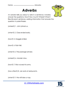 Adverbs Worksheets - 15 Worksheets.com