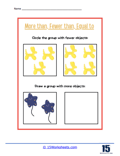 Fewer and More Objects Worksheet