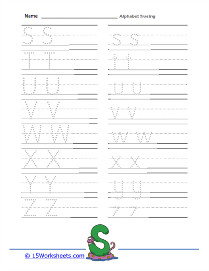 My Ss to Zs Worksheet
