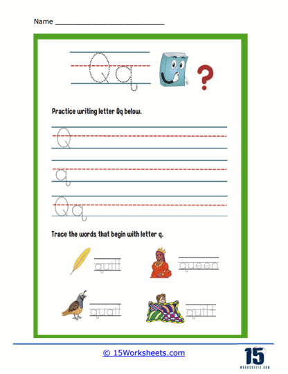 Pencil Q Practice Worksheet