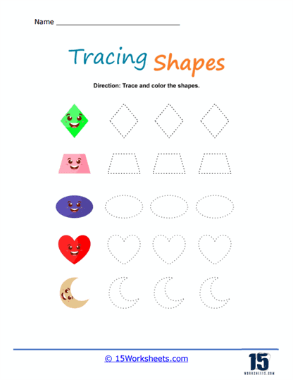 Unique Shape Tracing Worksheet