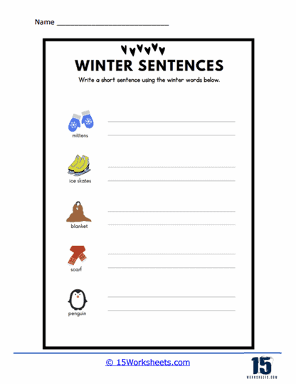 Winter Sentences Worksheet