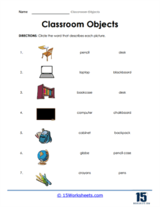 Classroom Objects Worksheets - 15 Worksheets.com