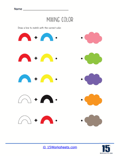 Matching Clouds and Rainbows Worksheet