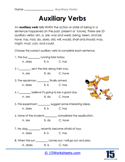 Auxiliary Verbs Worksheets With Answers Pdf Grade 6