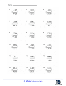 Four Digit Addition Worksheets - 15 Worksheets.com