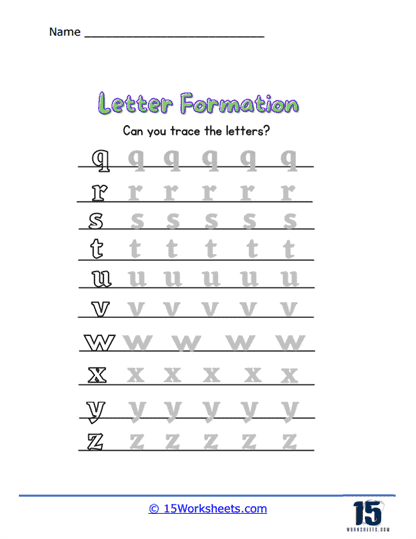 Forming q to z Worksheet