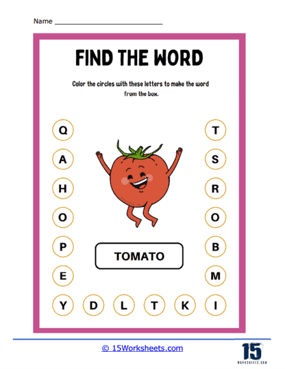 Tomato Words Worksheet