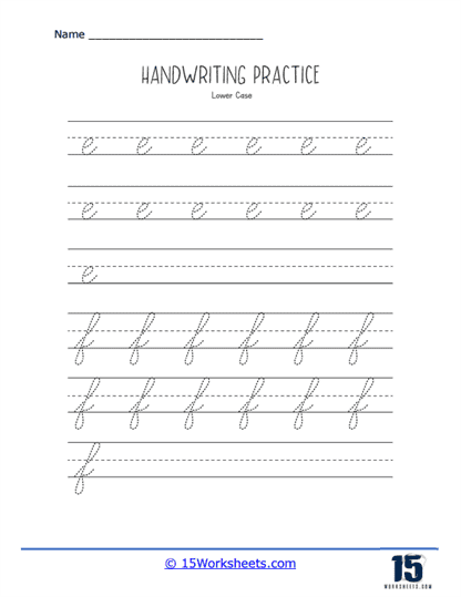 Lowercase e and f Practice Worksheet
