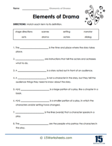 15 worksheets com elements of drama