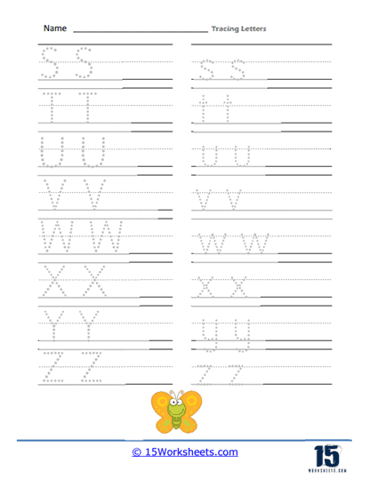 Trace S to Z Worksheet