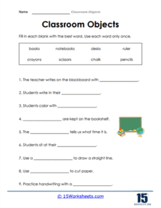 Classroom Objects Worksheets | School Item Printables - 15 Worksheets.com