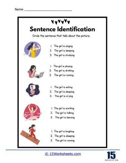 Sentence Identification Worksheet