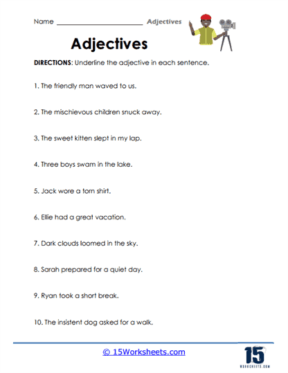 adjectives worksheets