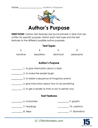 Author's Purpose - Sentence Writing Activity