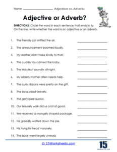 Adjectives vs. Adverbs Worksheets - 15 Worksheets.com