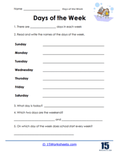 Days of the Week Worksheets 15