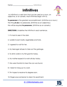 Infinitives Worksheets - 15 Worksheets.com