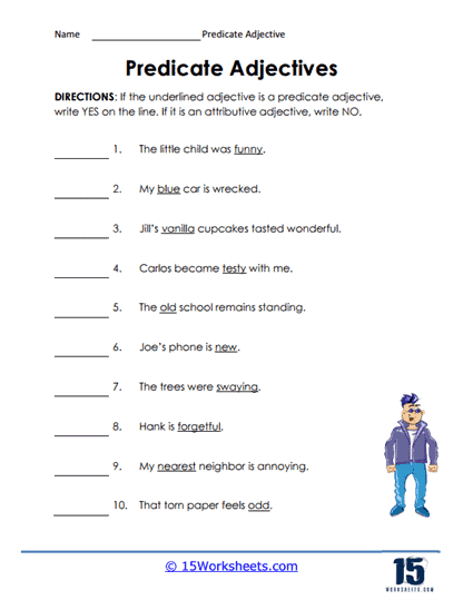 Predicate Adjective Worksheets