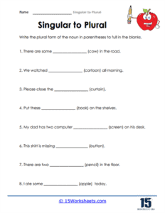 Singular to Plural Worksheets - 15 Worksheets.com