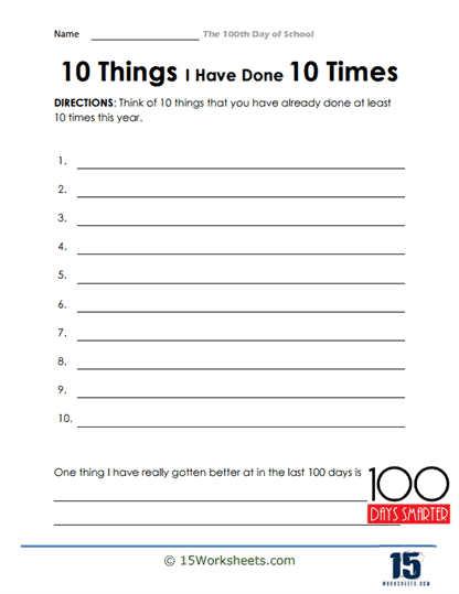 10 Things I Have Done 10 Times