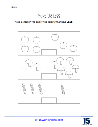 Less Objects Worksheet