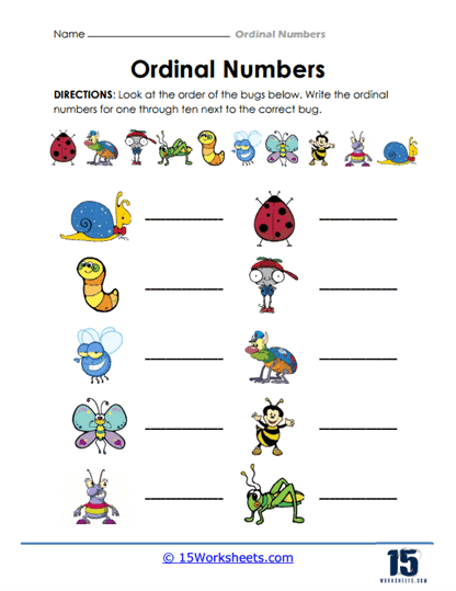ordinal numbers worksheet for kindergarten