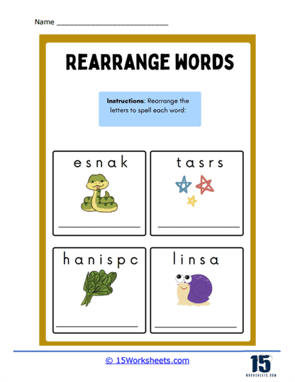 Unscramble Words Worksheet