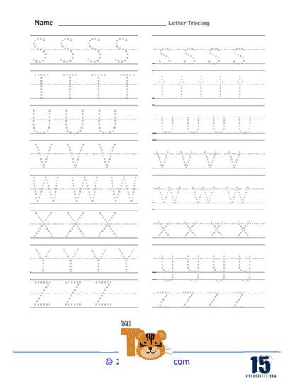 S to Z Trace Worksheet