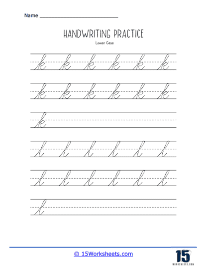 Lowercase k and l Practice Worksheet
