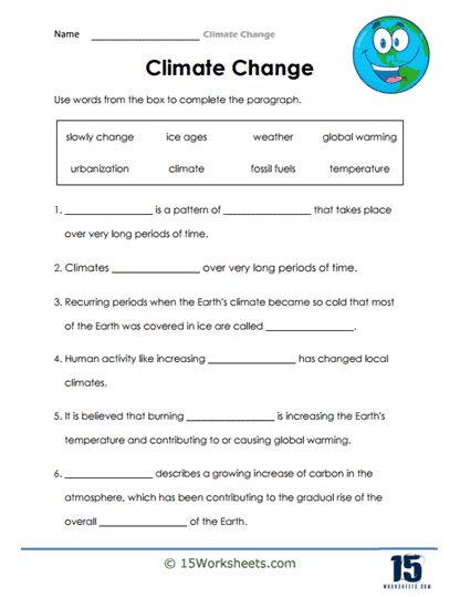 Climate Change Worksheets