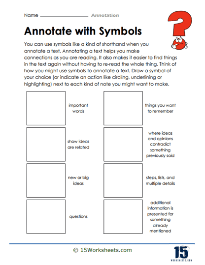 annotation symbols worksheet