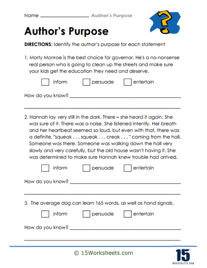 Worksheet 1: Author's Purpose