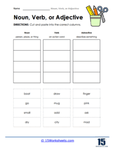 Noun, Verb, or Adjective Worksheets - 15 Worksheets.com