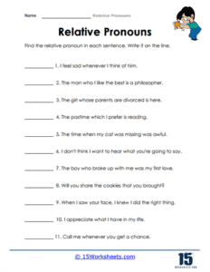 Relative Pronouns Worksheets 15 Worksheets com