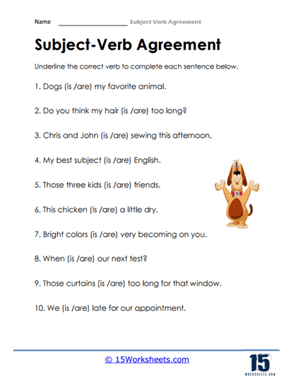 Subject Verb Agreement Worksheets 15 4083