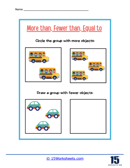 Buses and Cars Worksheet