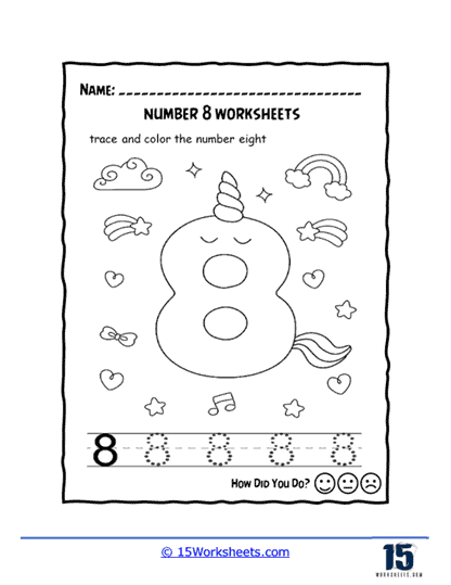 Unicorn and Rainbow Worksheet