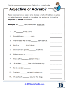 Adjectives vs. Adverbs Worksheets - 15 Worksheets.com