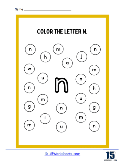N Coloring Worksheet