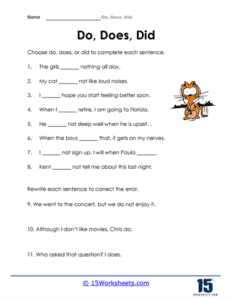 Do, Does, Did Worksheets | Present & Past Simple - 15 Worksheets.com