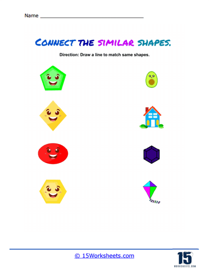 Outlines of Matching Shapes Worksheet